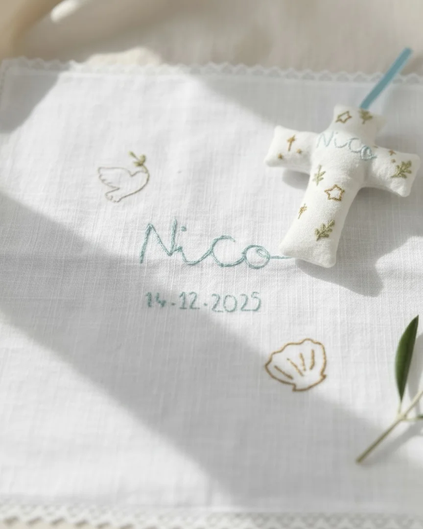 Pañuelo de bautizo bordado